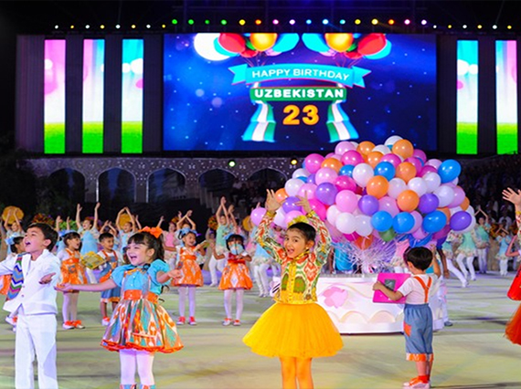 Outdoor Curtain led screen P16 1000sq,m for Uzbekistan 24th National Day